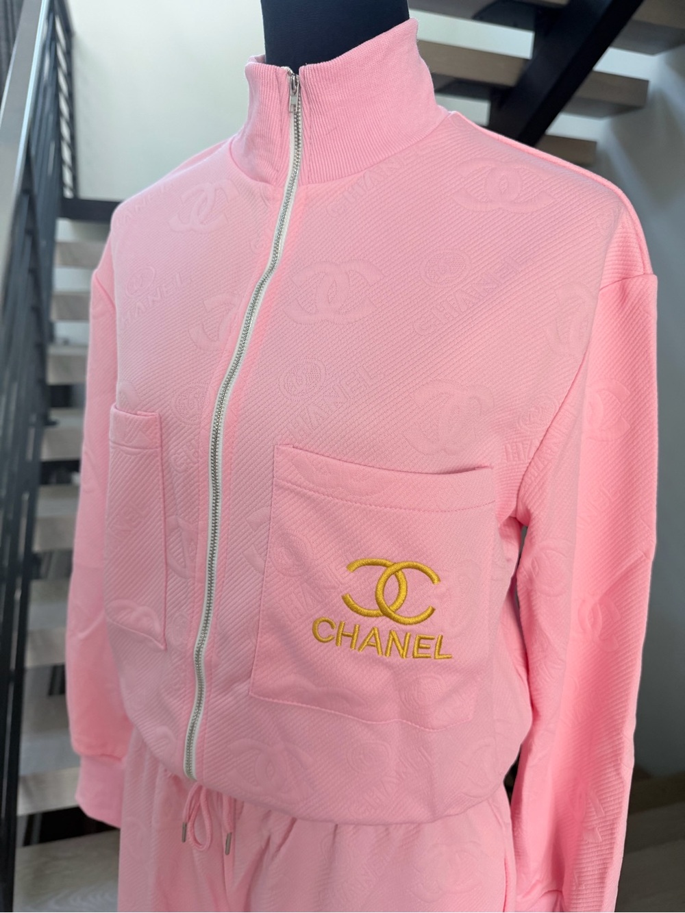 CHANEL Pink Two-Piece Matching Set Tracksuit Lounge Set size Large - Picture 3 of 15